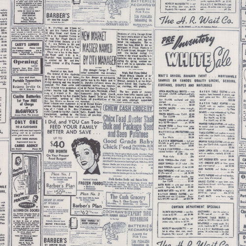 Modern Backgrounds by Zen Chic - Vintage Newsprint on Grey - 1582-17