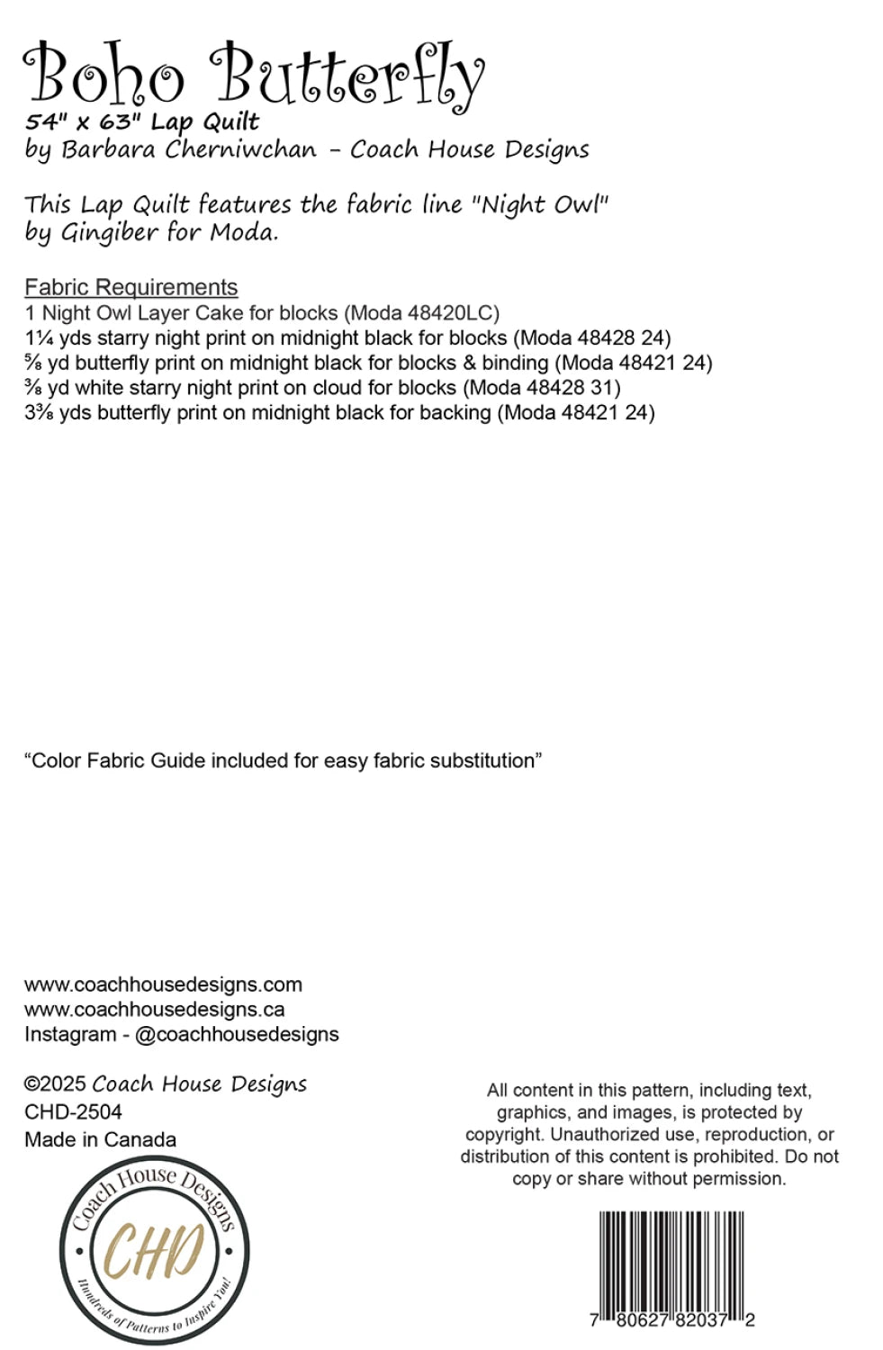 Boho Butterfly Quilt Pattern - Coach House Designs