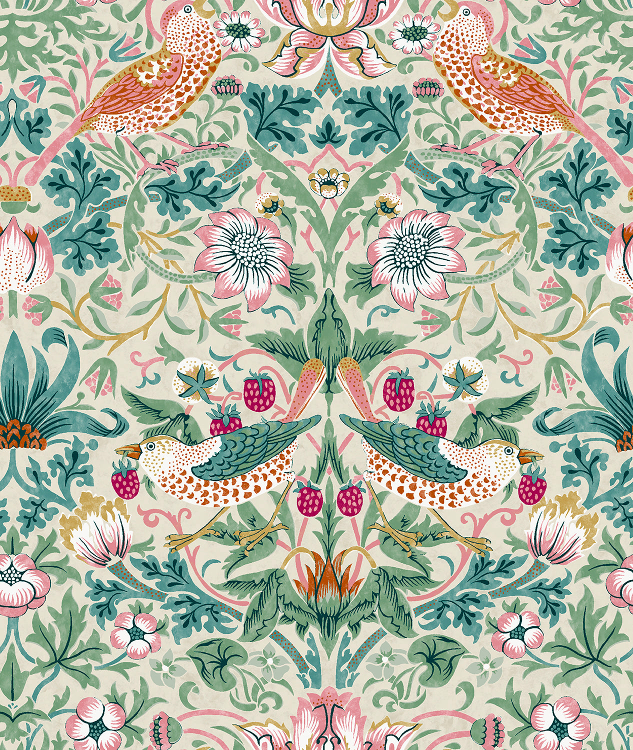 *PRE-ORDER* Bedford Park Lawn by Morris & Co - Mini Strawberry Thief - CLWM006.MINERAL