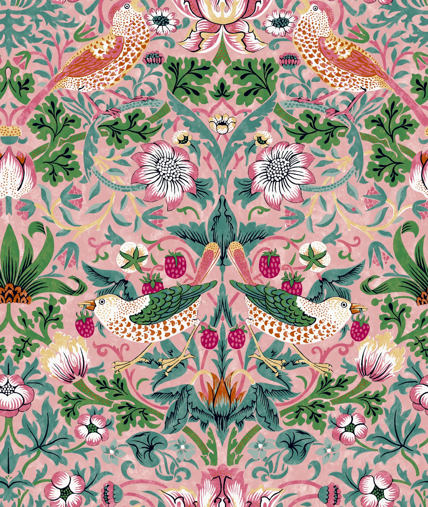 *PRE-ORDER* Bedford Park Lawn by Morris & Co - Strawberry Thief - CLWM016.BLUSH