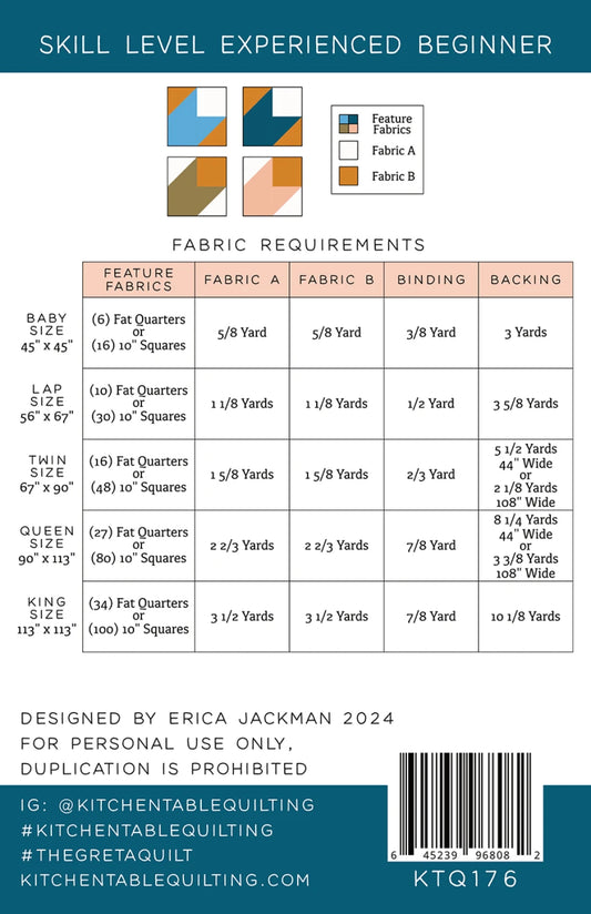 The Greta Quilt Pattern by Kitchen Table Quilting