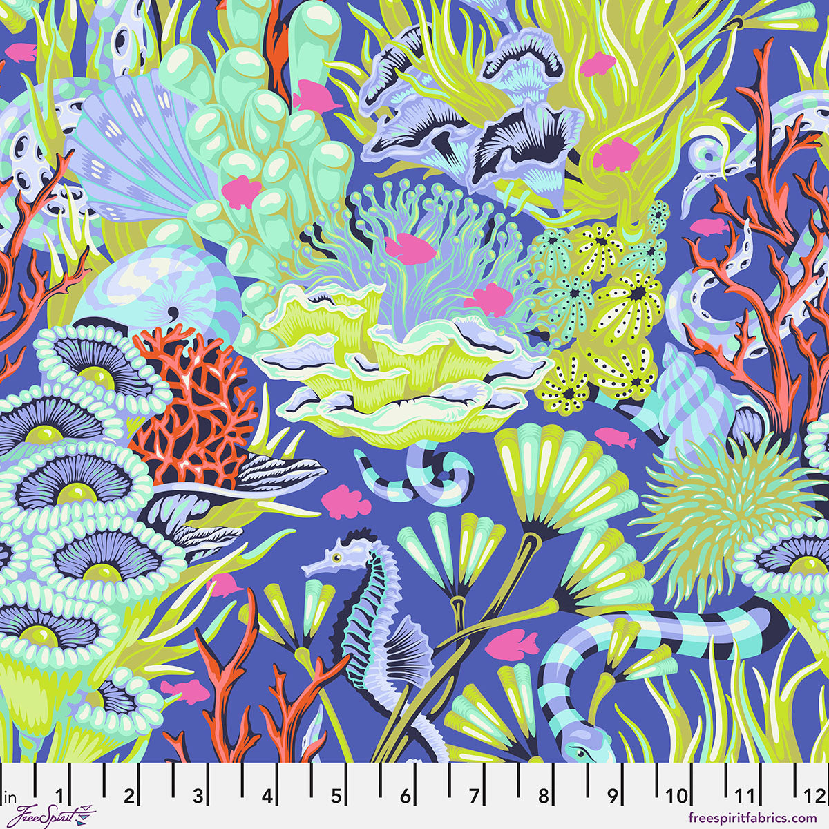 Floral Reef - Tula Pink - Reef What you Sew - Marine - PWTP264.Marine
