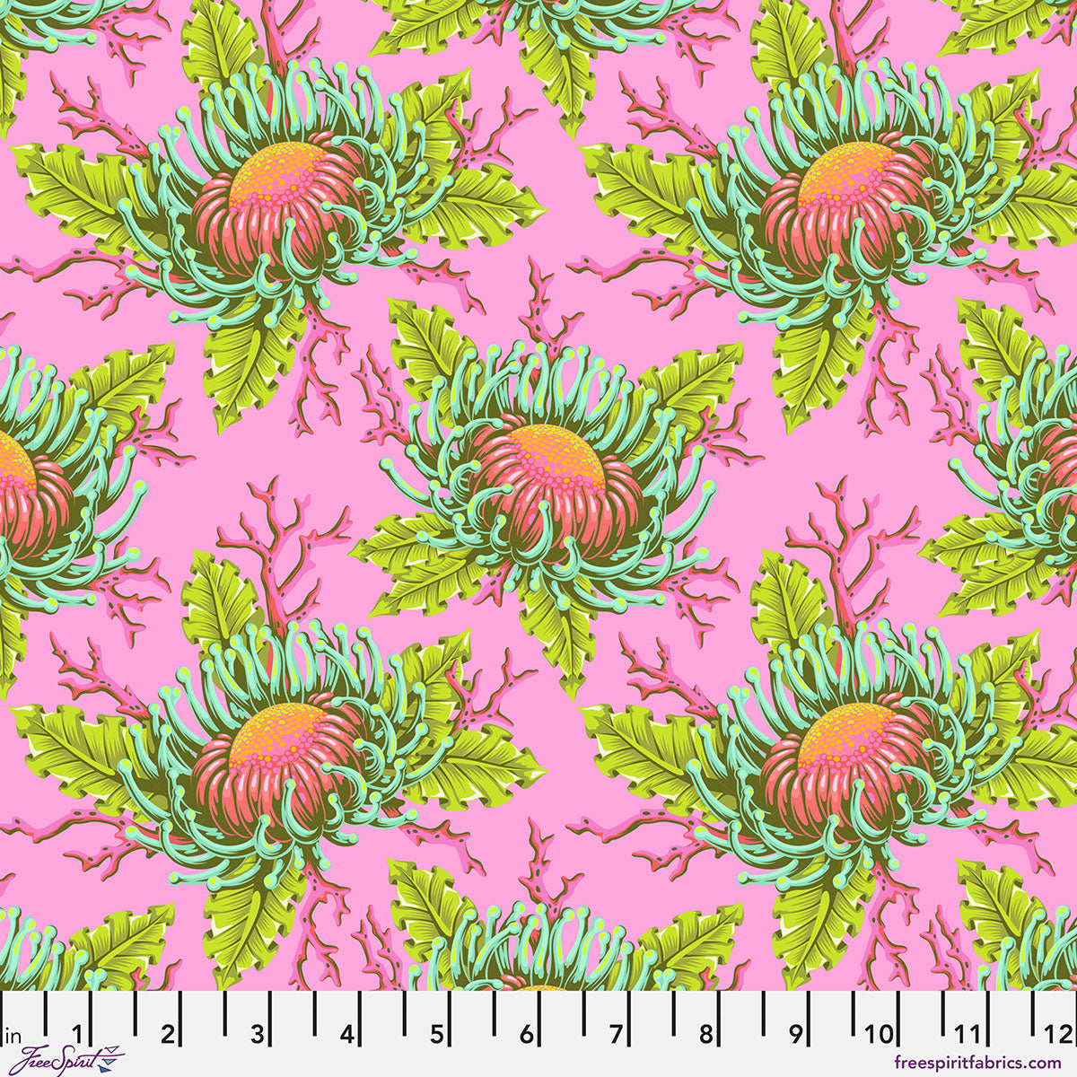 Floral Reef - Tula Pink - Friends & Anemones - Coralline - PWTP265.Coralline