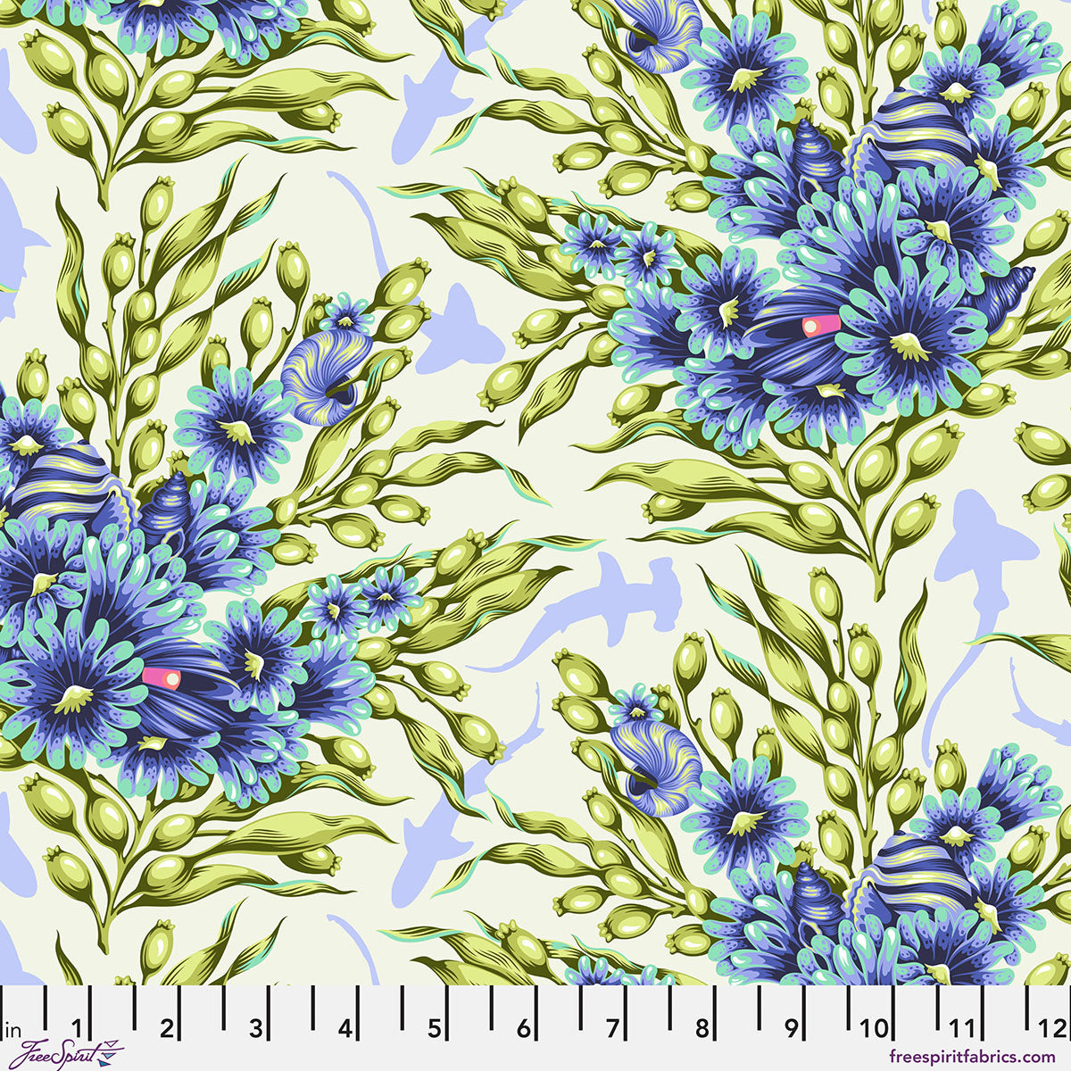 Floral Reef - Tula Pink - Shadow Sharks - Marine - PWTP267.Marine