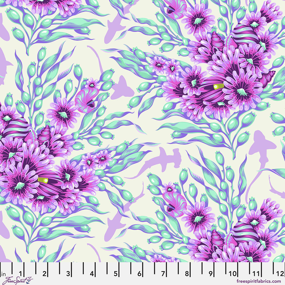 Floral Reef - Tula Pink - Shadow Sharks - Ultraviolet - PWTP267.Ultraviolet