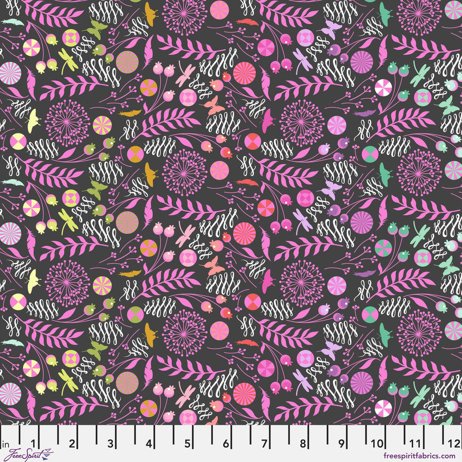 Prince Charming Deja Vu - Tula Pink - Dandelion - Licorice - PWTP279.Licorice