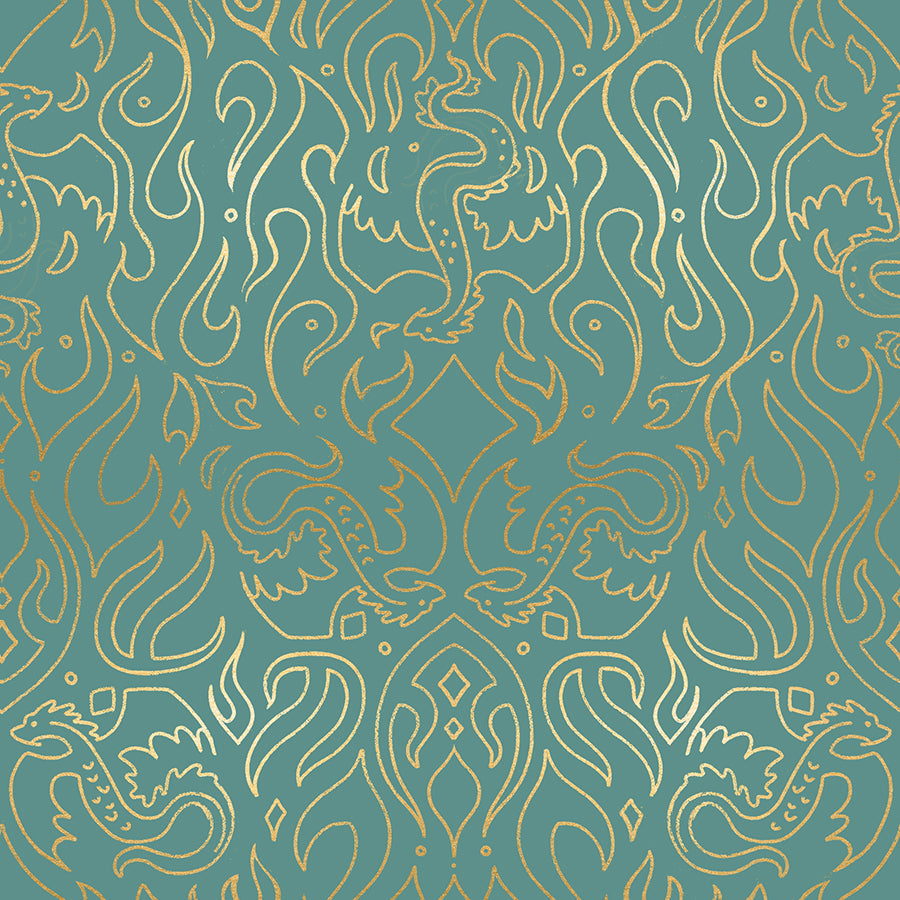 Fireglow - Scribe - Watercress Metallic - SKU:RS2137-13M