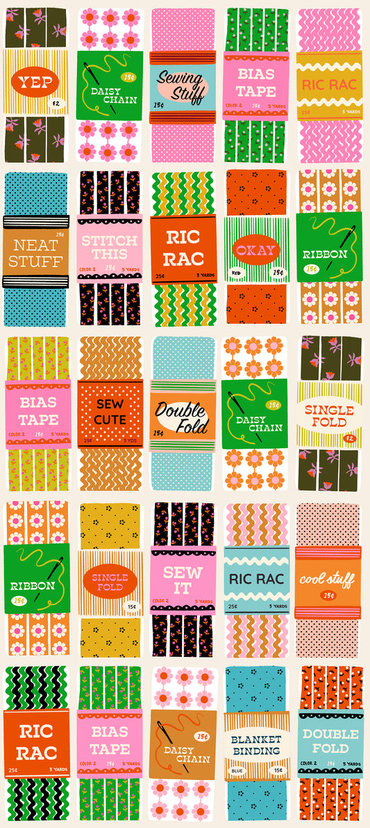 Sew Cute in Shell quilting cotton showing full print repeat