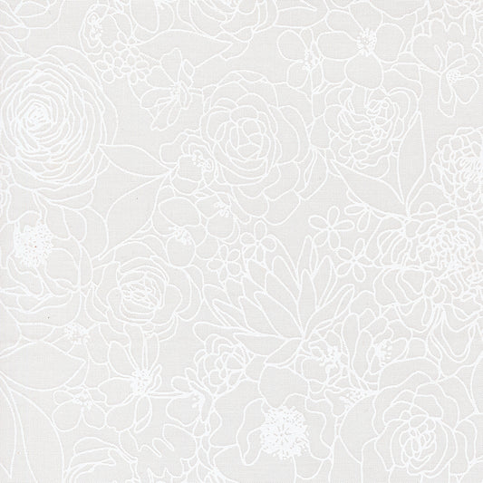 True to Hue - Hidden Facet Floral - White on White - 11560-21