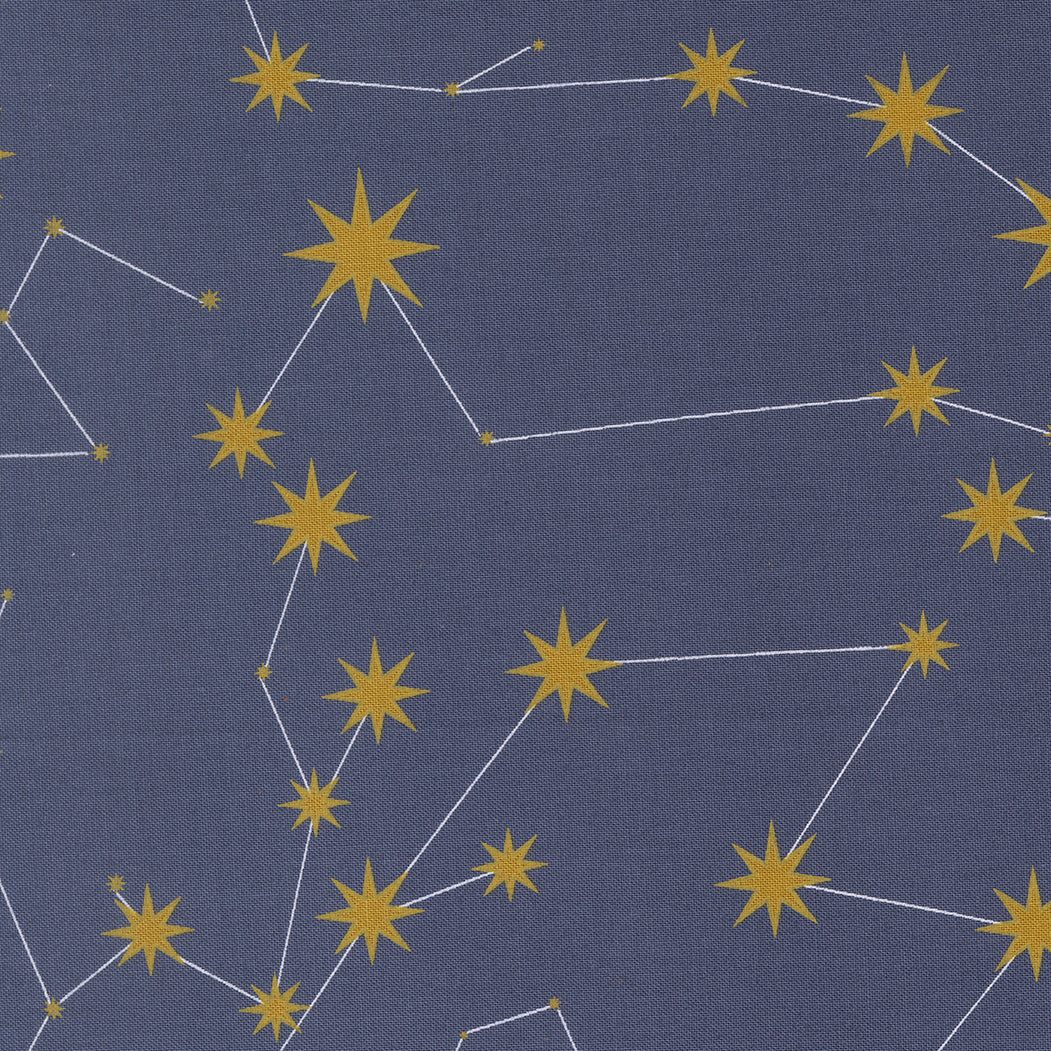 Night Owl by Gingiber for Moda Fabrics, constellations, blue.