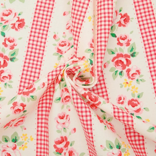 Floral Collection - Floral Gingham Stripe - 9919-Pink