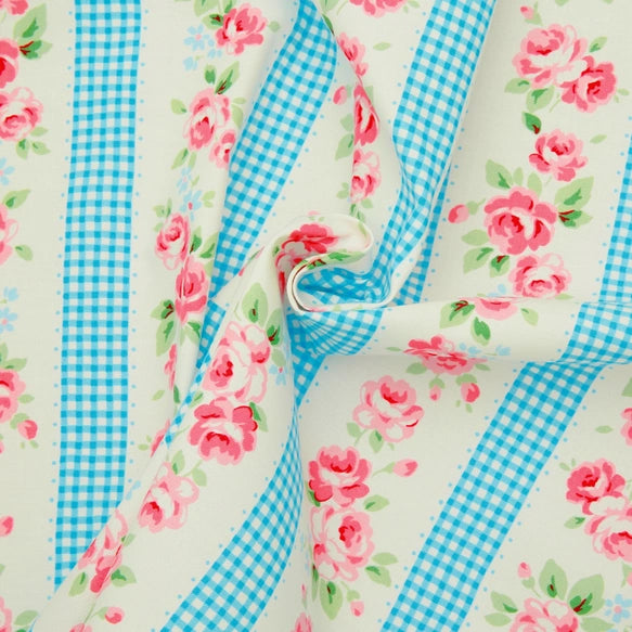 Floral Collection - Floral Gingham Stripe - 9919-Turquoise