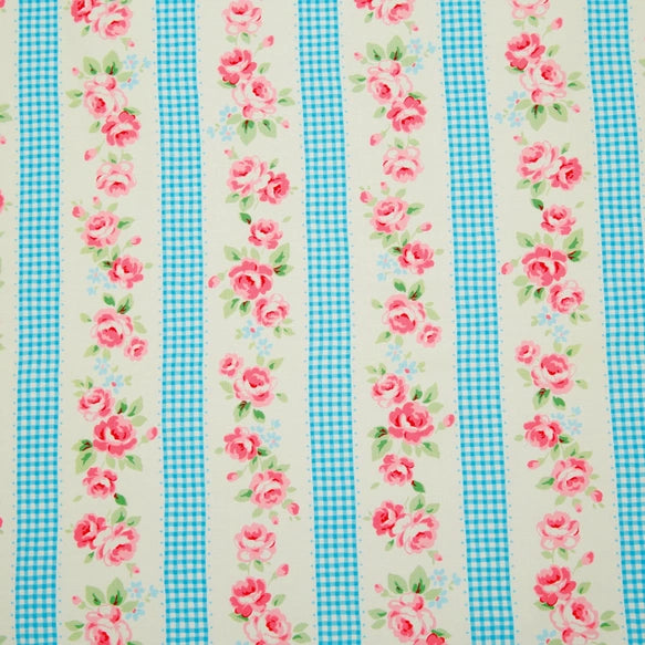 Floral Collection - Floral Gingham Stripe - 9919-Turquoise