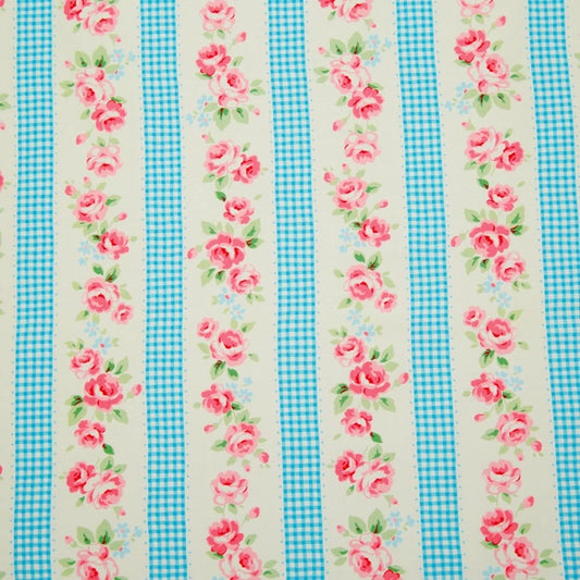 Floral Collection - Floral Gingham Stripe - 9919-Turquoise