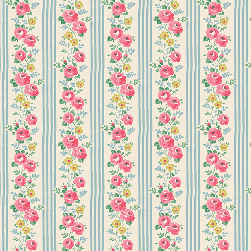 Cath Kidston Signature Stripe Blue fabric by Cath Kidston for Riley Blake Designs