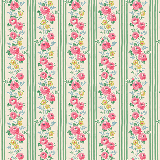 Cath Kidston Signature Stripe Green fabric by Cath Kidston for Riley Blake Designs