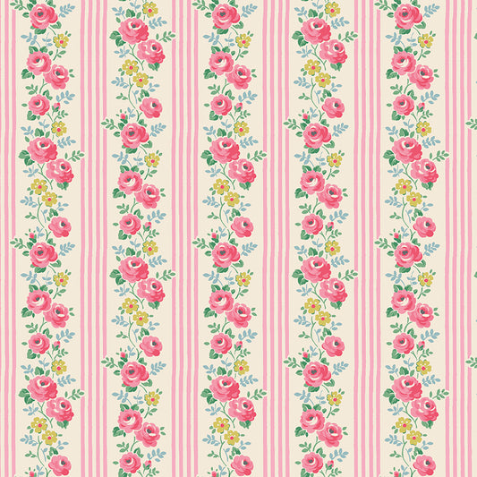 Cath Kidston Signature Stripe Pink fabric by Cath Kidston for Riley Blake Designs