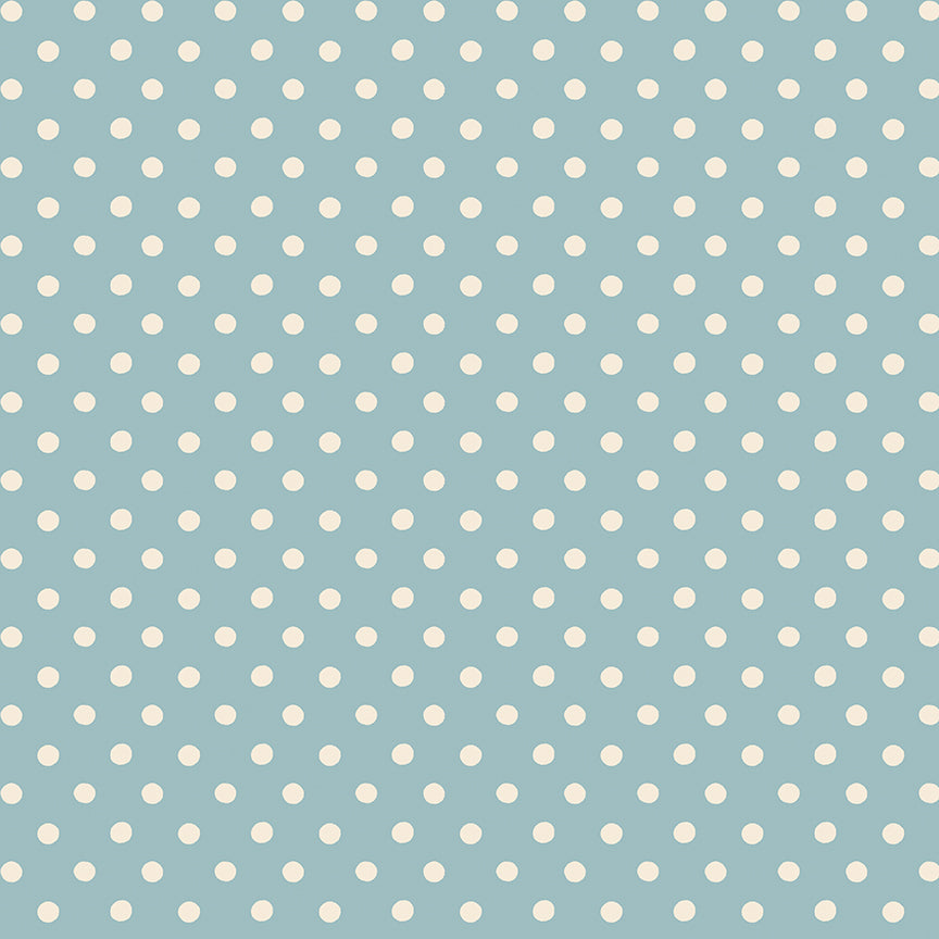 Cath Kidston Signature Button Spot Blue fabric by Cath Kidston for Riley Blake Designs