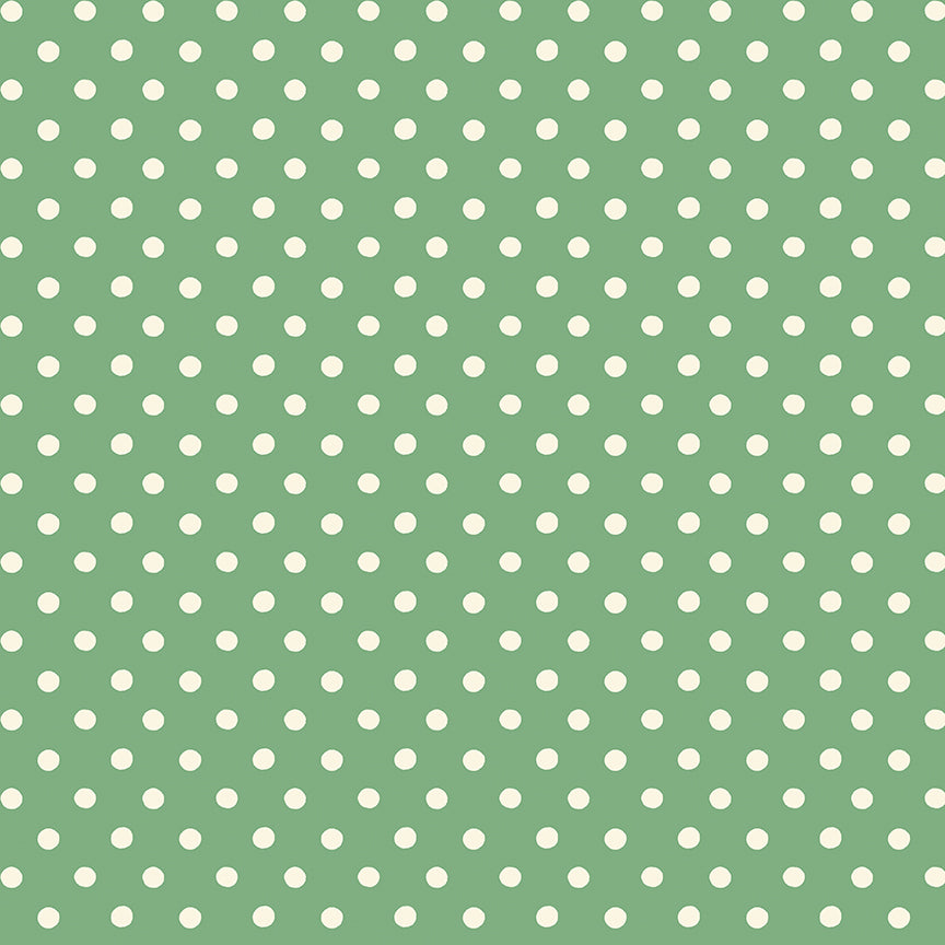Cath Kidston Signature Button Spot Green fabric by Cath Kidston for Riley Blake Designs