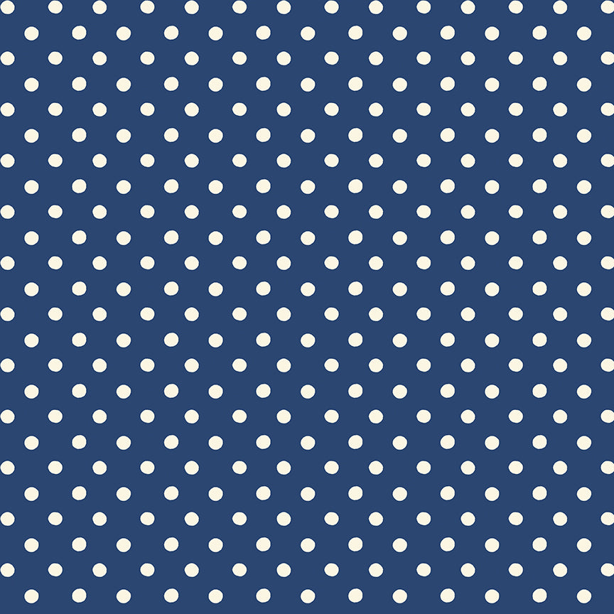 Cath Kidston Signature Button Spot Navy fabric by Cath Kidston for Riley Blake Designs