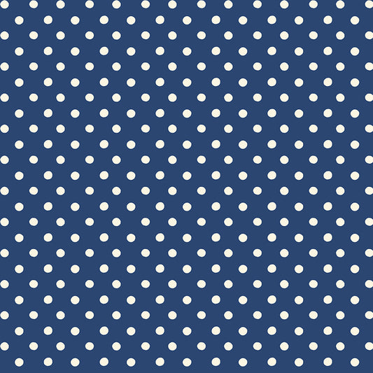 Cath Kidston Signature Button Spot Navy fabric by Cath Kidston for Riley Blake Designs