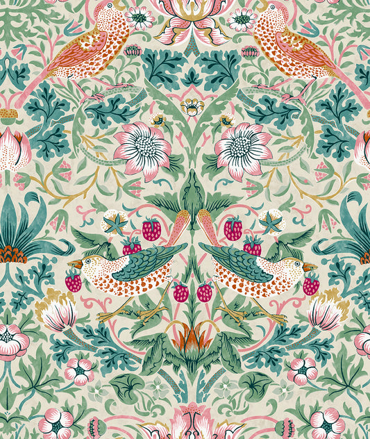 *PRE-ORDER* Bedford Park Lawn by Morris & Co - Mini Strawberry Thief - CLWM006.MINERAL