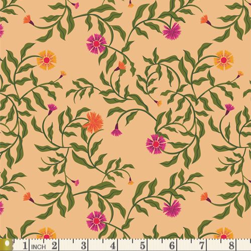 Art Gallery Fabrics - Floral and leaf pattern on beige background