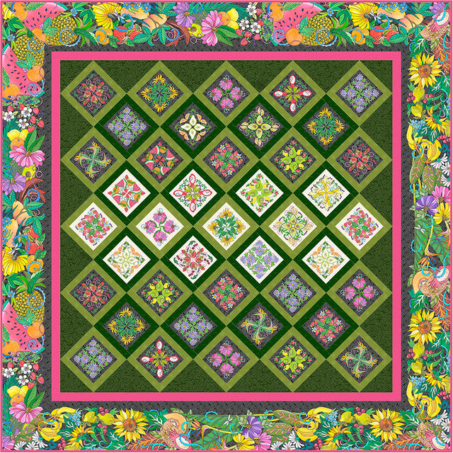 Free Quilt Pattern - Fruitopia Fussie Quilt by Free Spirit Fabrics