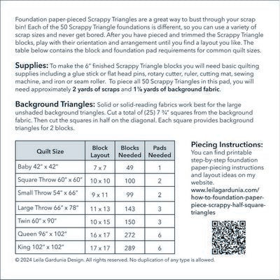 6" Scrappy Triangle Foundation Pad by Leila Gardunia Designs