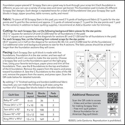 6 inch Scrappy Stars Foundation Pad by Leila Gardunia Designs
