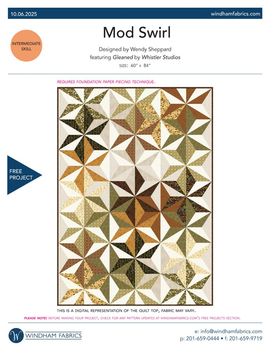 Free Quilt Pattern - Mod Swirl - designed by Wendy Sheppard