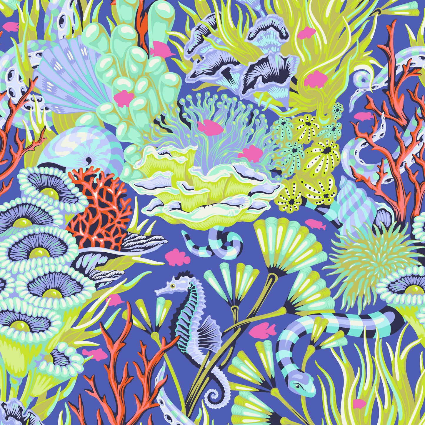 Floral Reef - Tula Pink - Reef What you Sew - Marine - PWTP264.Marine