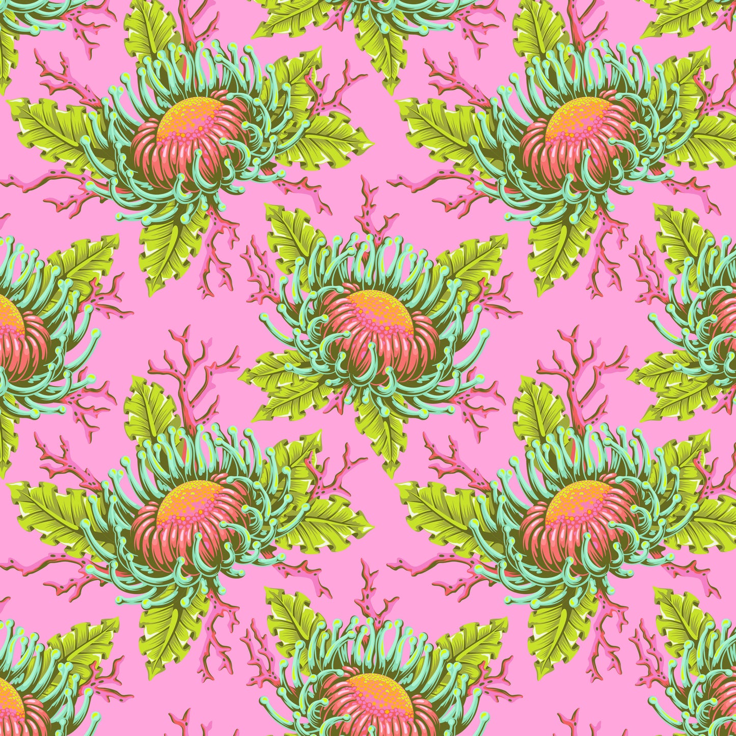 Floral Reef - Tula Pink - Friends & Anemones - Coralline - PWTP265.Coralline