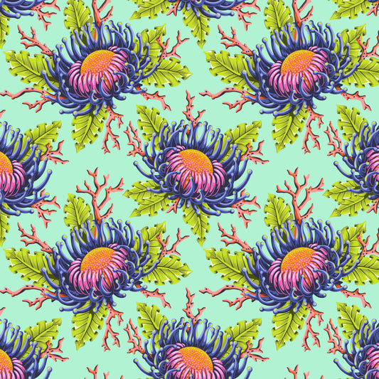 Floral Reef - Tula Pink - Friends & Anemones - Seafoam - PWTP265.Seafoam