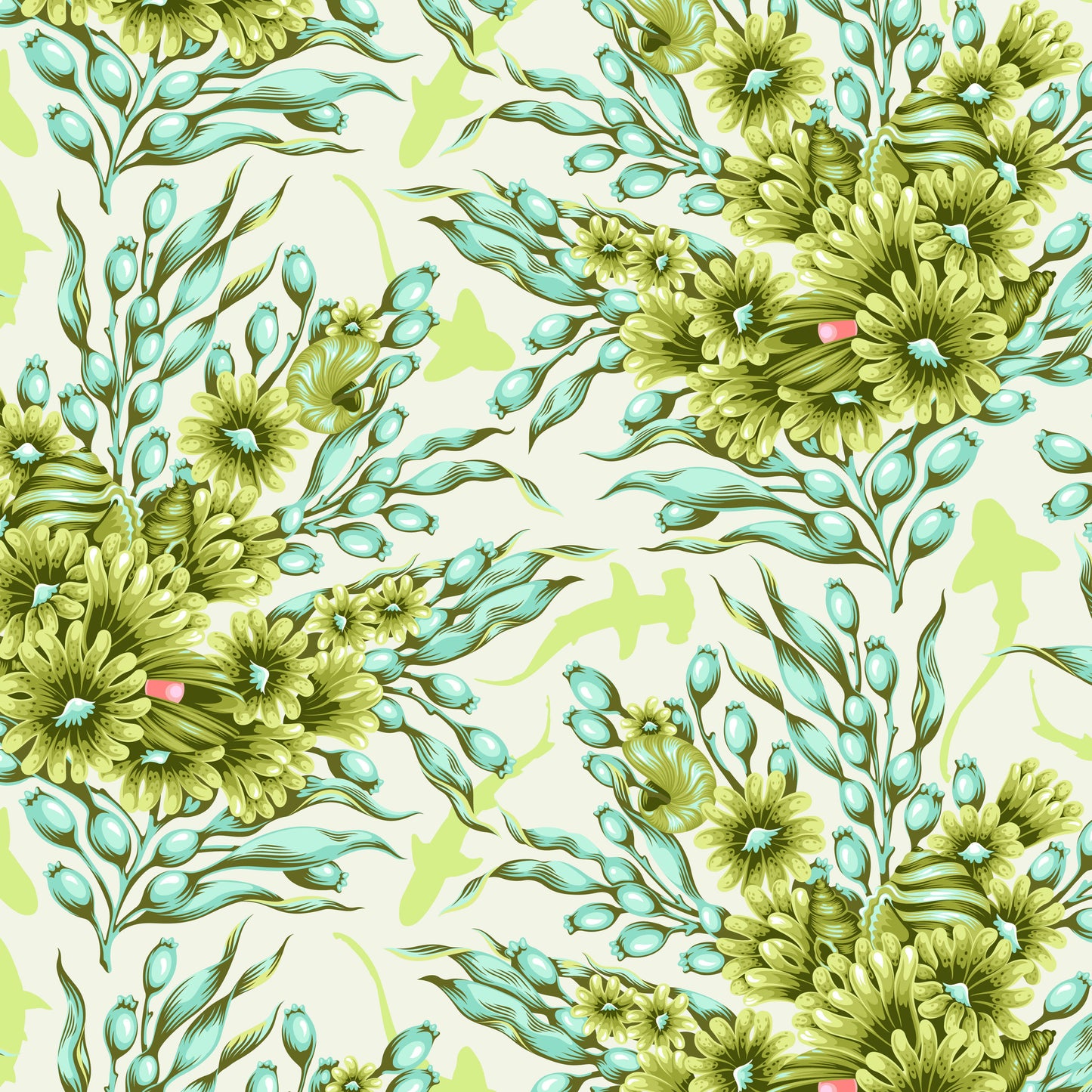 Floral Reef - Tula Pink - Shadow Sharks - Seagrass - PWTP267.Seagrass