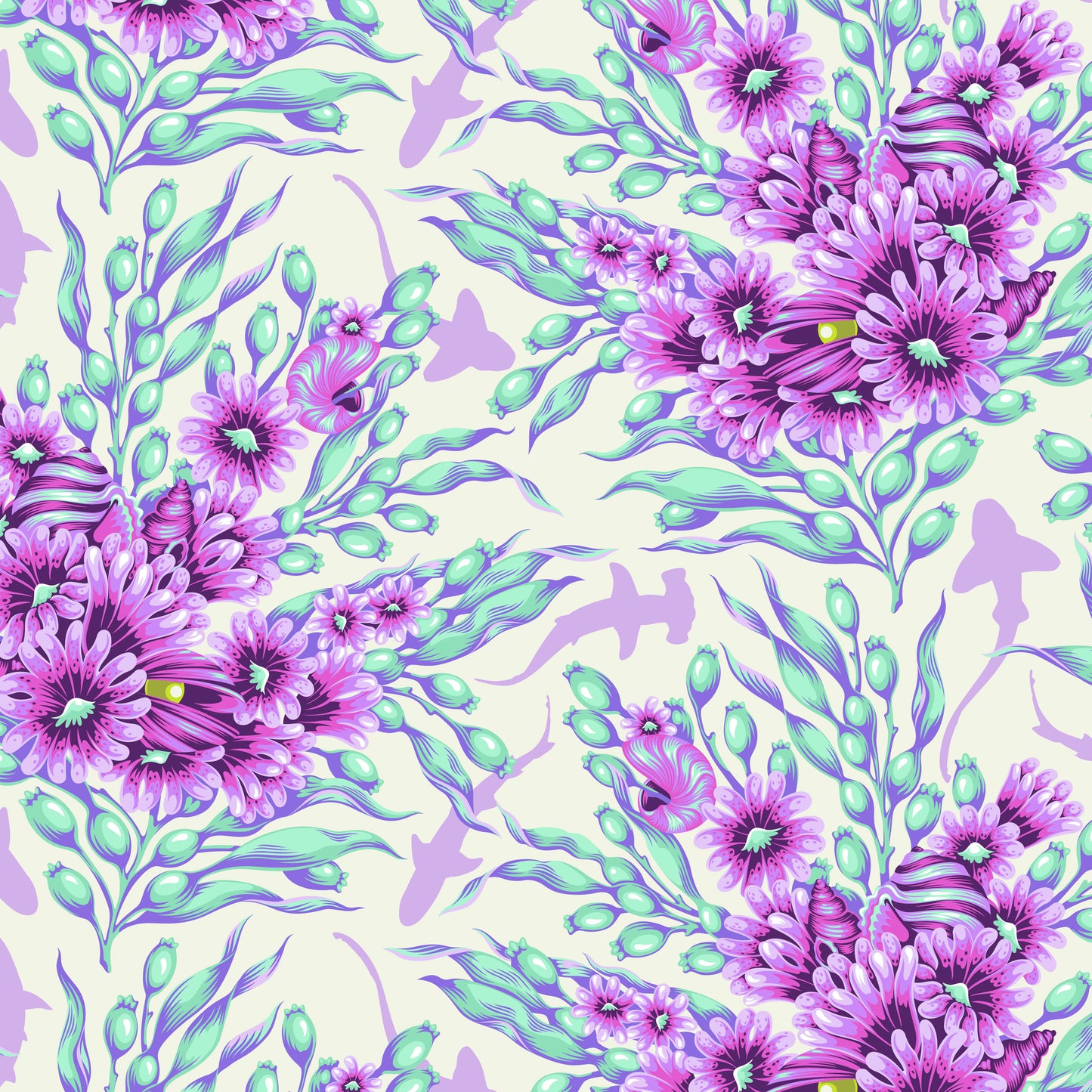 Floral Reef - Tula Pink - Shadow Sharks - Ultraviolet - PWTP267.Ultraviolet