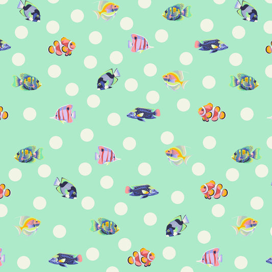 Floral Reef - Tula Pink - School Crossing - Seafoam - PWTP268.Seafoam