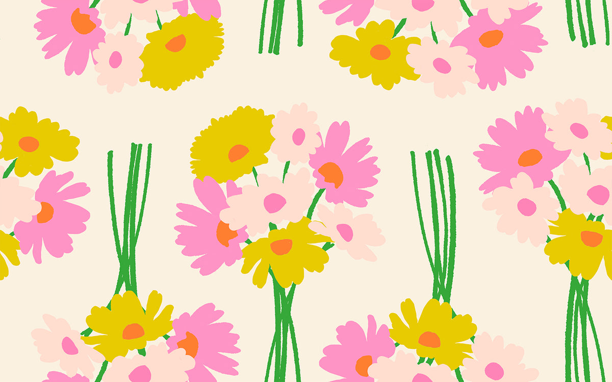 Sparkle Mart Flower Dept Natural fabric by Melody Miller for Ruby Star Society