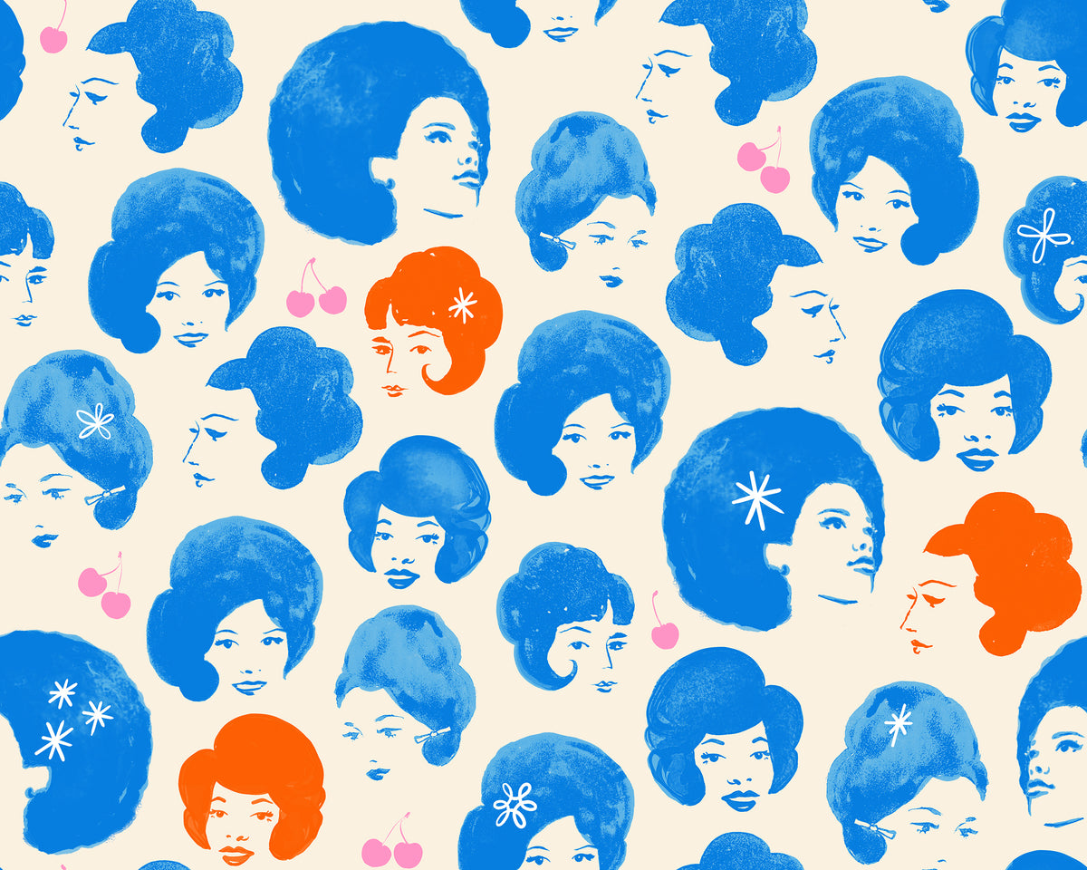Sparkle Mart Dottie's Friends Blue Light Special fabric by Melody Miller for Ruby Star Society