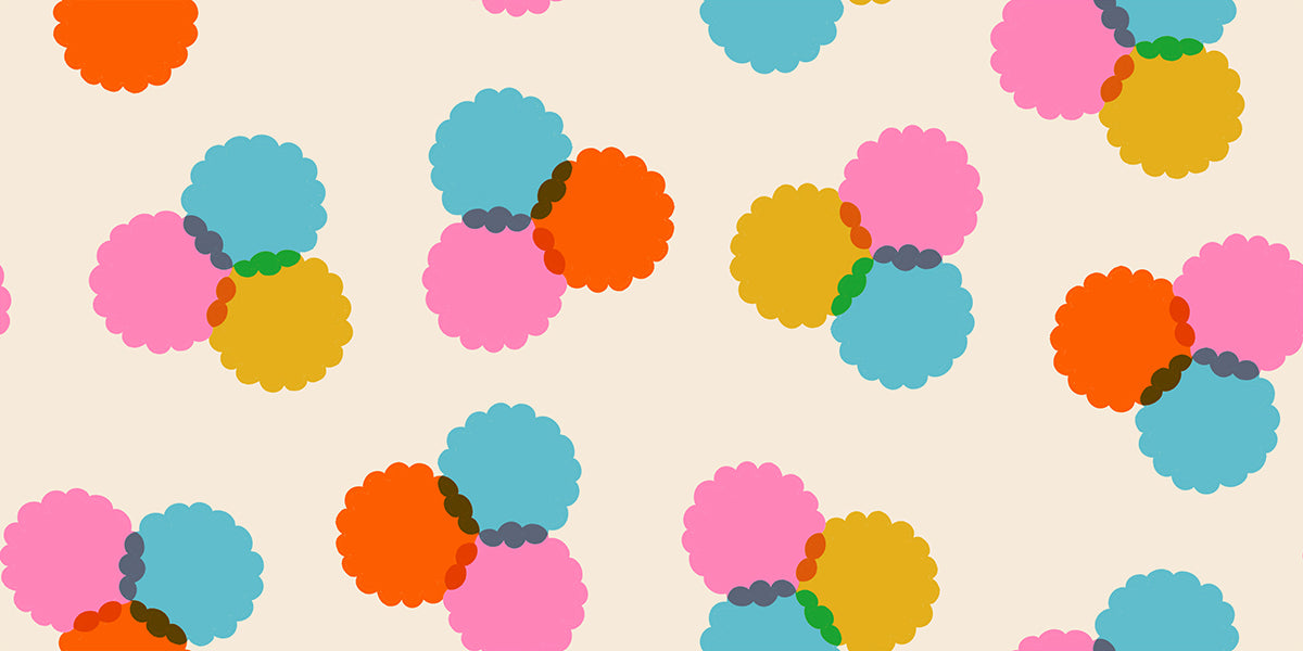 Sparkle Mart Puffs Natural fabric by Melody Miller for Ruby Star Society