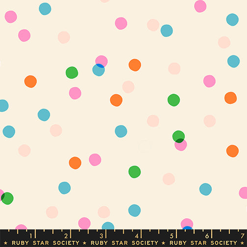 Sparkle Mart Spritz Natural fabric print with ruler showing scale