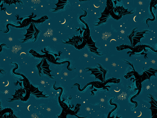 Fireglow - Etched Dragons Metallic Dragon Fantasy - Galaxy - SKU:RS2131-14M