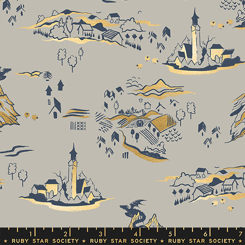 Fireglow - Mountain Town Landscape - Oyster Metallic  - SKU:RS2133-13M