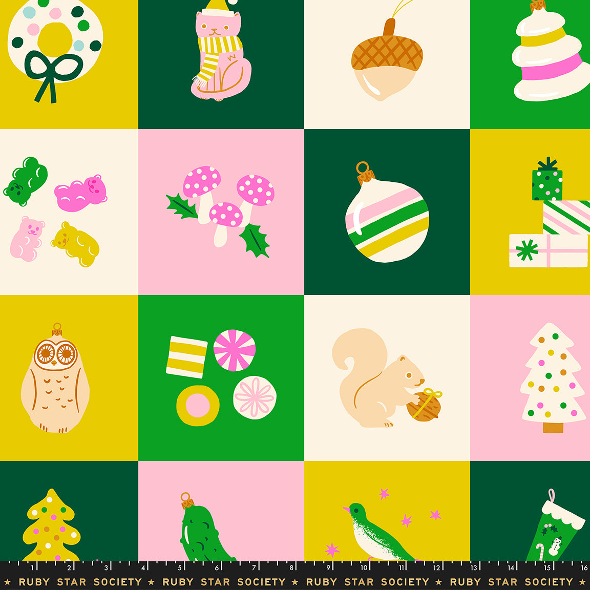 Merry Happy by Kimberly Kight for Ruby Star Society - Merry Happy Panel - Verdant - RS3105-12