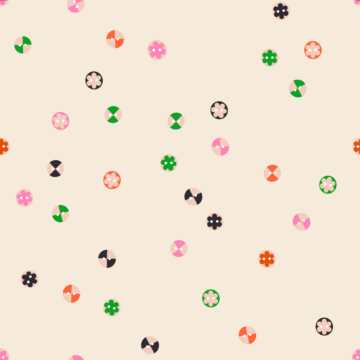 Buttons in Shell fabric from 1-800 Notion by Ruby Star Society detail.