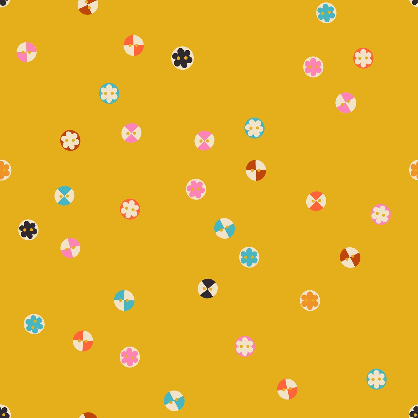 Buttons in Goldenrod fabric from 1-800 Notion by Ruby Star Society