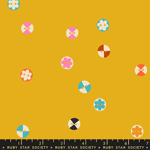 Buttons in Goldenrod fabric from 1-800 Notion by Ruby Star Society
