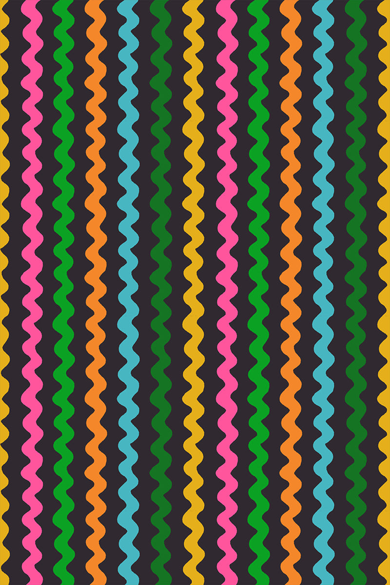 Ric Rac in Soft Black quilting cotton showing full print repeat