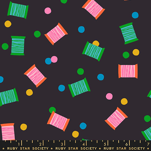 Spools in Soft Black fabric from 1-800 Notion by Ruby Star Society