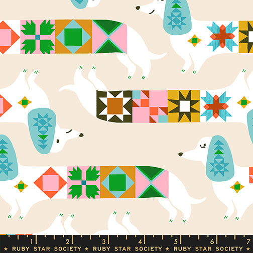Quilty Dog in Shell fabric from 1-800 Notion by Ruby Star Society